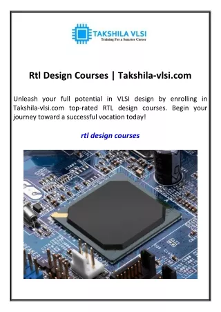 Rtl Design Courses Takshila-vlsi.com