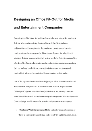 Designing an Office Fit-Out for Media and Entertainment Companies