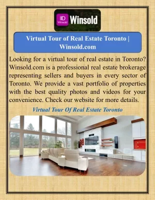 Virtual Tour of Real Estate Toronto   Winsold.com