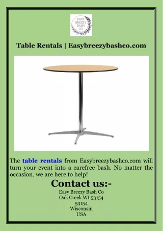 Table Rentals  Easybreezybashco.com