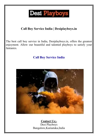 Call Boy Service India  Desiplayboys.in