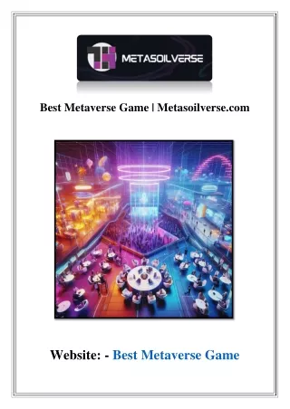 Best Metaverse Game  Metasoilverse.com