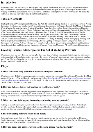 Creating Timeless Masterpieces: The Art of Wedding Portraits
