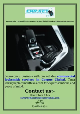 Commercial Locksmith Services In Corpus Christi  Carkeyreplacementtexas.com