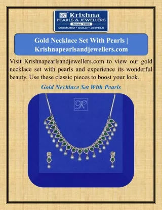 Gold Necklace Set With Pearls   Krishnapearlsandjewellers.com