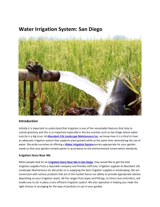 Water Irrigation System