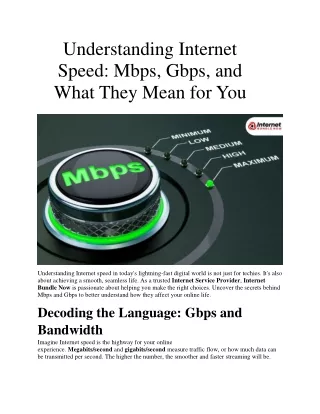 Understanding Internet Speed Mbps Gbps and What They Mean for You