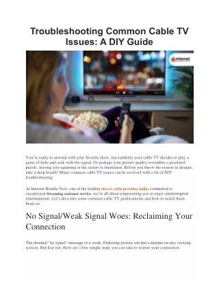 Troubleshooting Common Cable TV Issues: A DIY Guide