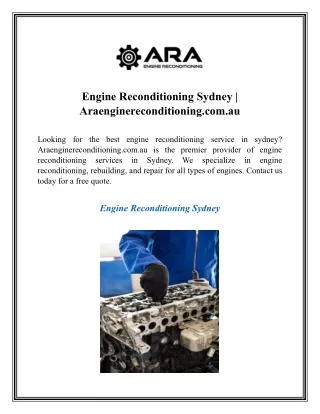 Engine Reconditioning Sydney  Araenginereconditioning.com.au