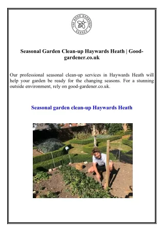 Seasonal Garden Clean-up Haywards Heath Good-gardener.co.uk