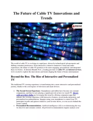 The Future of Cable TV Innovations and Trends