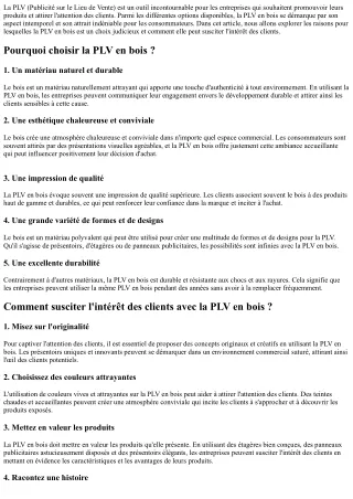 La PLV en bois : un choix intemporel qui suscite toujours l'intérêt des clients