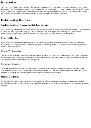 Breaking the Cycle: Overcoming Hair Loss Anxiety