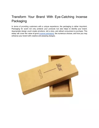 Transform Your Brand with Eye-Catching Incense Packaging