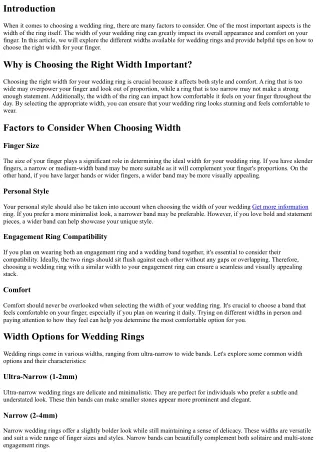 Wedding Rings: Choosing the Right Width for Your Finger
