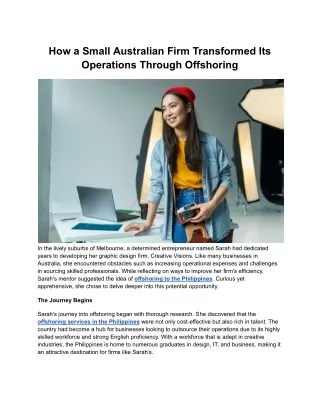How a Small Australian Firm Transformed Its Operations Through Offshoring