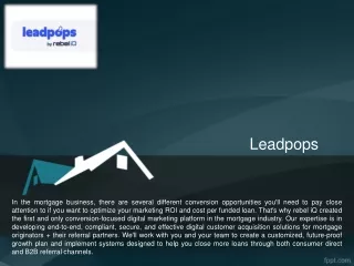 Mortgage Lead Generation - Leadpops.com