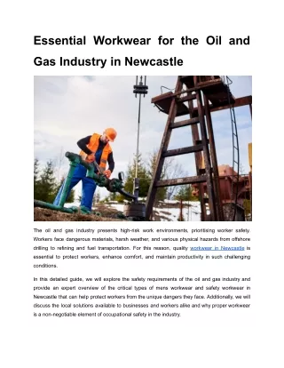 Essential Workwear for the Oil and Gas Industry in Newcastle