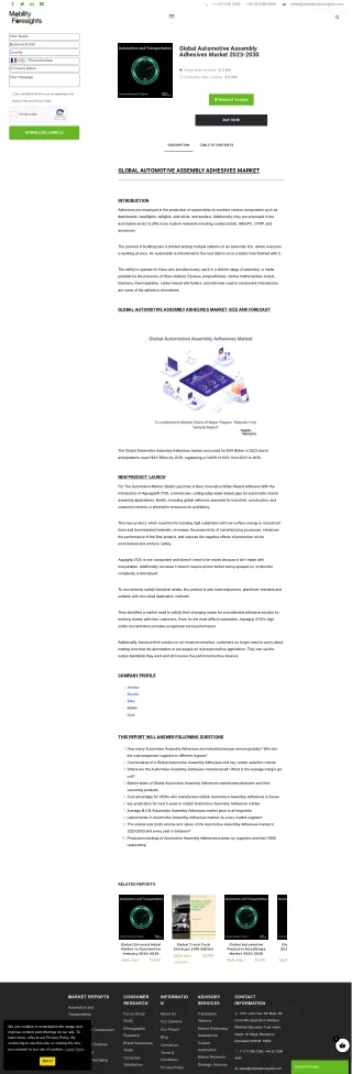 Global Automotive Assembly Adhesives Market 2023-2030
