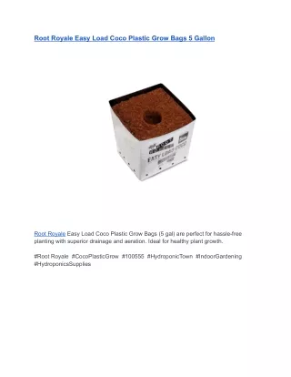 Root Royale Easy Load Coco Plastic Grow Bags 5 Gallon