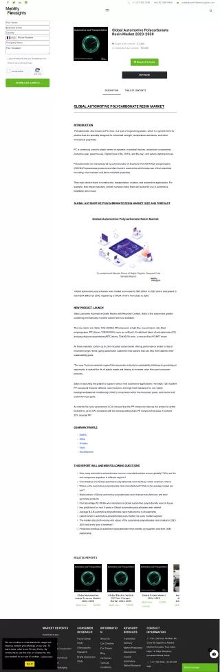 Global Automotive Polycarbonate Resin Market 2023-2030