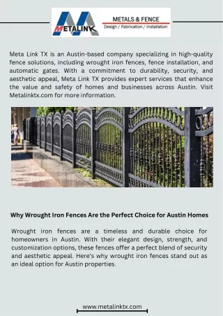 Why Wrought Iron Fences Are the Perfect Choice for Austin Homes