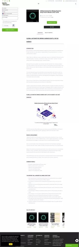 Global Automotive Wiring Harness Butyl Patch Market 2023-2030