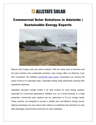 Commercial Solar Solutions in Adelaide