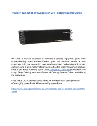 Traulsen 322-09525-00 Evaporator Coil _ CateringSparesOnline