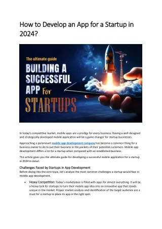 How to Develop an App for a Startup in 2024?