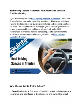 Best Driving Classes in Trenton_ Your Pathway to Safe and Confident Driving