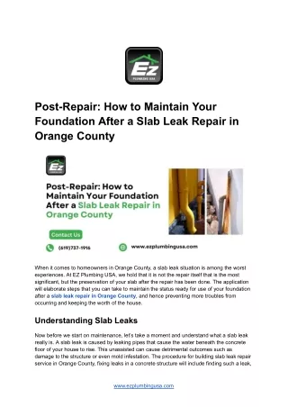 Post-Repair_ How to Maintain Your Foundation After a Slab Leak Repair in Orange County