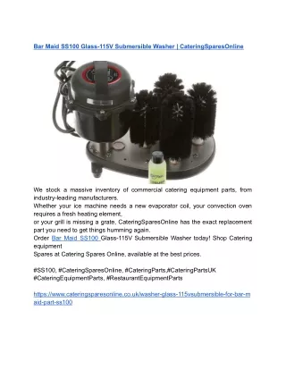 Bar Maid SS100 Glass-115V Submersible Washer _ CateringSparesOnline
