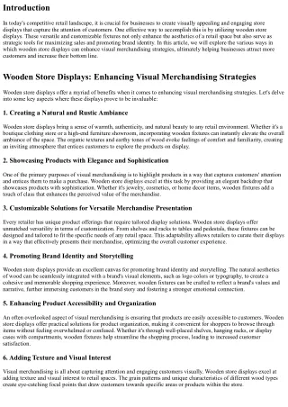 Wooden Store Displays: Enhancing Visual Merchandising Strategies