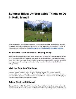 Summer Bliss_ Unforgettable Things to Do in Kullu Manali