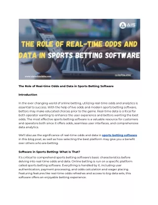 The Role of Real-time Odds and Data in Sports Betting Software