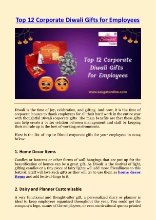 Top 12 Corporate Diwali Gifts for Employees