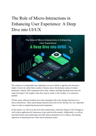 The Role of Micro-Interactions in Enhancing User Experience: A Deep Dive into UI