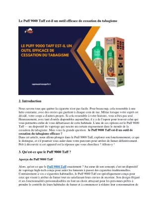 Le Puff 9000 Taff est-il un outil efficace de cessation du tabagisme