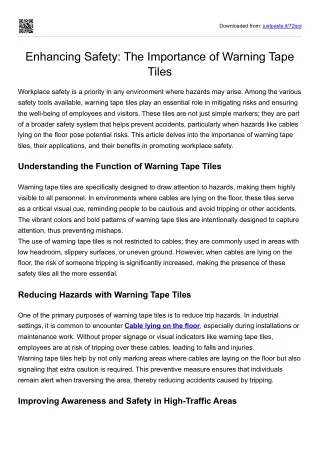 Enhancing Safety: The Importance of Warning Tape Tiles