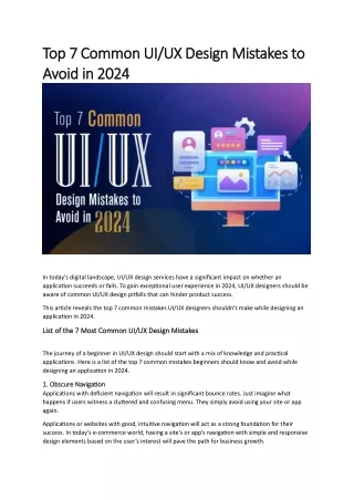 Top 7 Common UI/UX Design Mistakes to Avoid in 2024