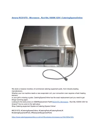 Amana RCS10TS - Microwave , Rcs10ts,1000W,120V _ CateringSparesOnline