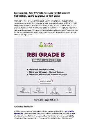 CrackGradeB Your Ultimate Resource for RBI Grade B Notification, Online Courses, and Test Series