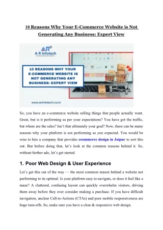 10 Reasons Why Your E-Commerce Website is Not Generating Any Business