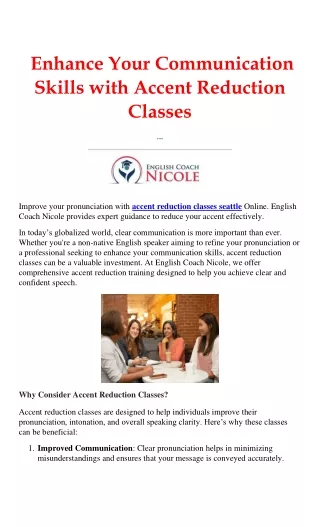 Accent reduction classes seattle