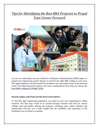 Tips for Identifying the Best BBA Program to Propel Your Career Forward