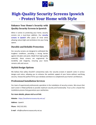 High-Quality Security Screens Ipswich - Protect Your Home with Style