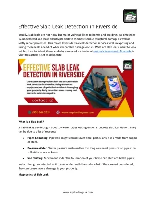 Effective Slab Leak Detection in Riverside