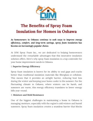 The Benefits of Spray Foam Insulation for Homes in Oshawa