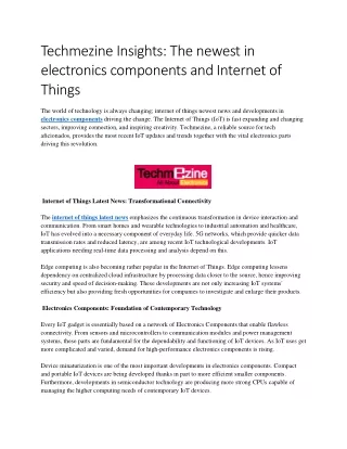 Techmezine Insights: The newest in electronics components and Internet of Things